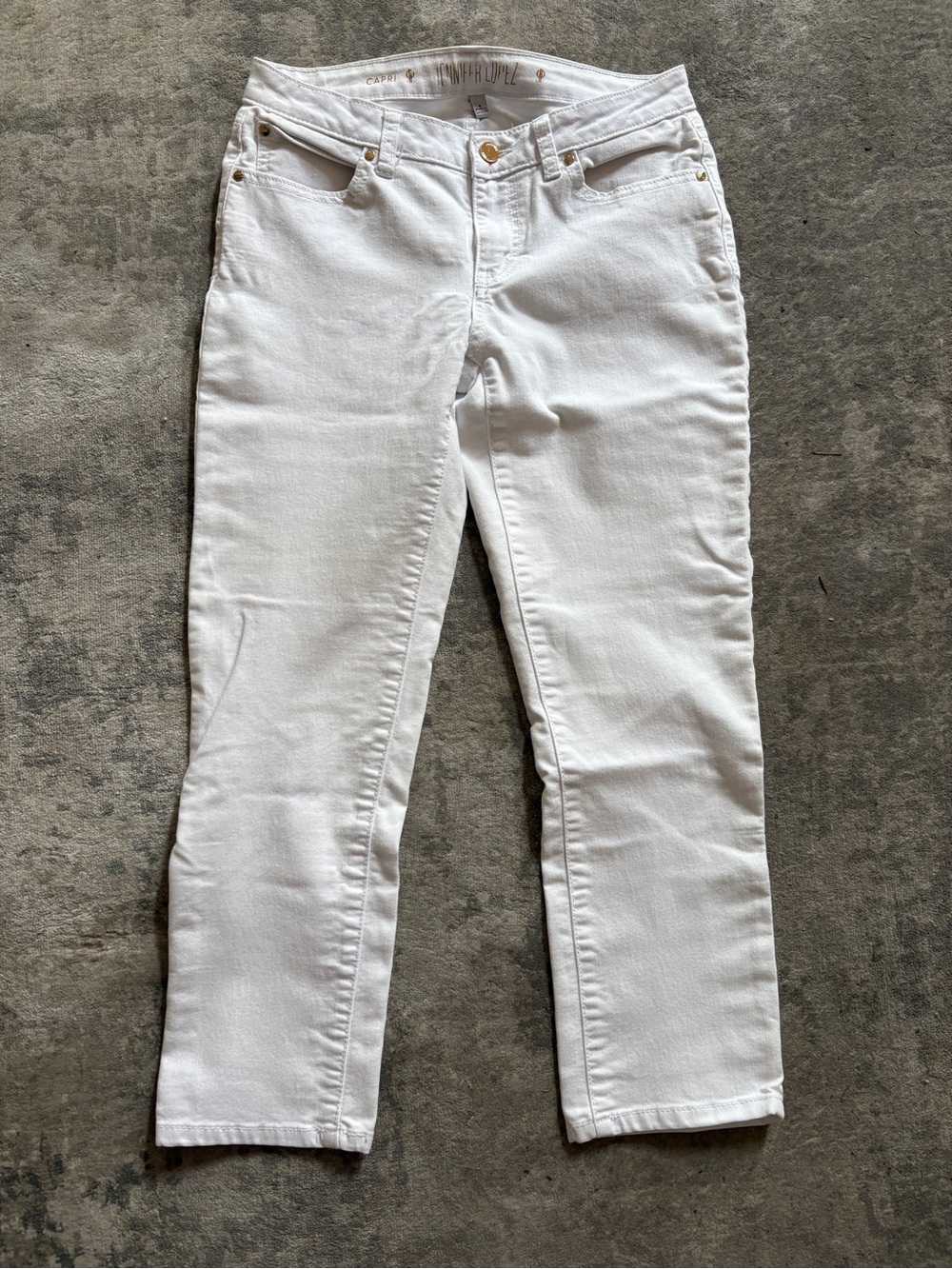 Jennifer Lopez White Straight Leg Jeans